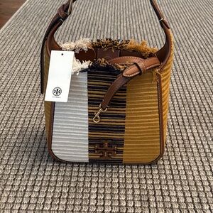 Tory Burch Striped Brown and Gray Shoulder Bag